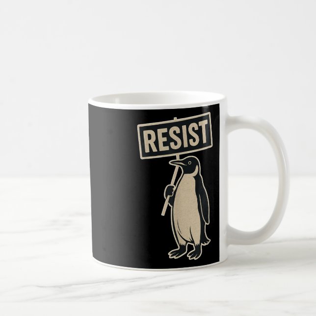Resist Penguin Protest Against Tariffs Funny Graph Coffee Mug (Right)