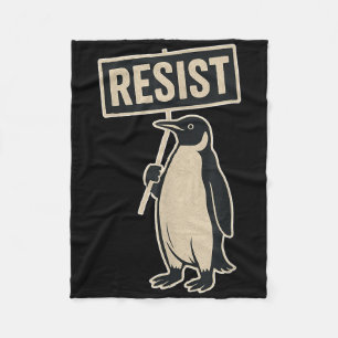 Resist Penguin Protest Against Tariffs Funny Graph Fleece Blanket