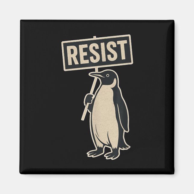 Resist Penguin Protest Against Tariffs Funny Graph Magnet (Front)
