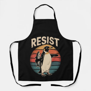 Resist Penguins Activism Protest Tariffs Retro Apron