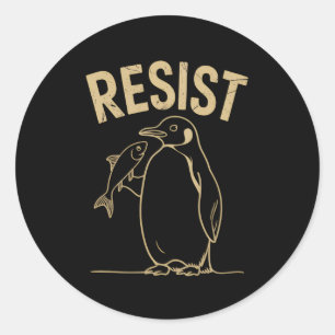 Resist Penguins Activism Protest Vintage Classic Round Sticker