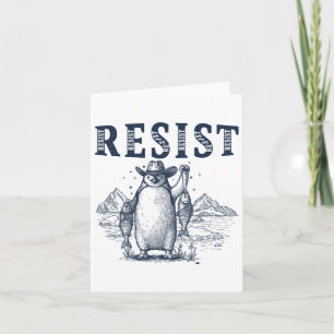 Resist Penguins Activism Vintage Graphic Card