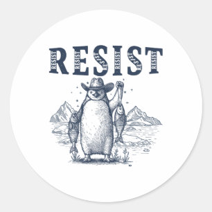Resist Penguins Activism Vintage Graphic  Classic Round Sticker