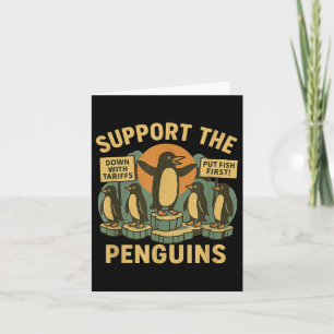 Resist Penguins Against Tariffs Retro  Card