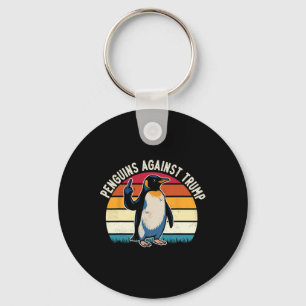 Resist Penguins Against Trump Flippers Up Retro Su Keychain