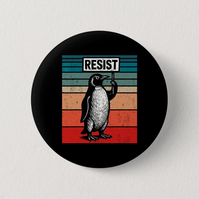 Resist Penguins Against Trump Tariffs Funny  2 Inch Round Button (Front)