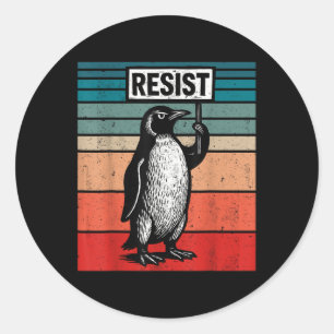 Resist Penguins Against Trump Tariffs Funny  Classic Round Sticker