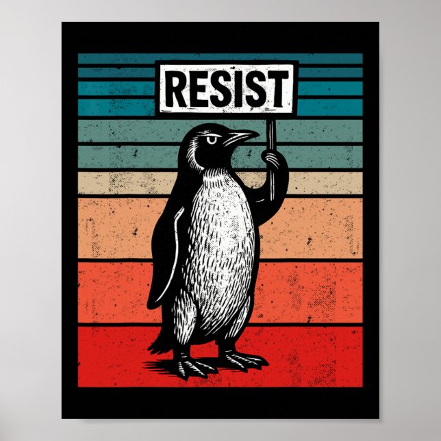 Resist Penguins Against Trump Tariffs Funny  Poster (Front)