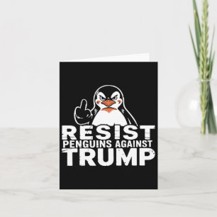 Resist Penguins Against Trump Tariffs Middle Finge Card