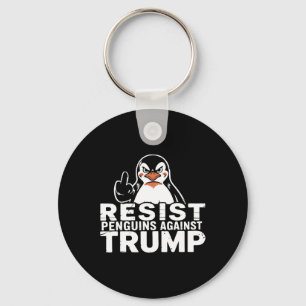 Resist Penguins Against Trump Tariffs Middle Finge Keychain