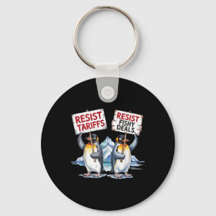 Resist Penguins Protest Against Tariff Funny Pengu Keychain