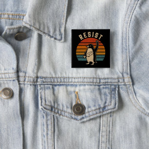Resist Penguins Protest Against Tariffs 2 Inch Square Button