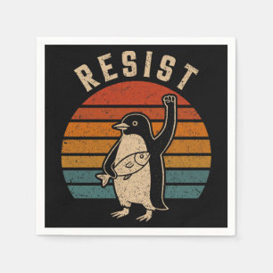 Resist Penguins Protest Against Tariffs Napkin