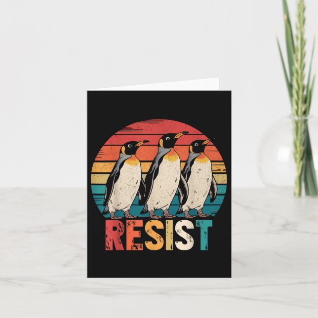 Resist Penguins Protest Against Tariffs Penguin Re Card (Front)