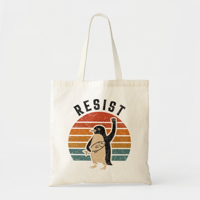Resist Penguins Protest Against Tariffs Tote Bag (Front)