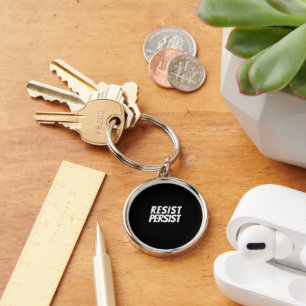 "resist / persist" black white - keychain