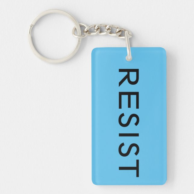Resist Persist bold black text on light blue Keychain (Front)