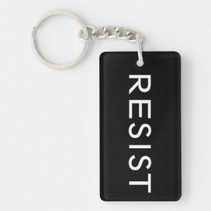 Resist Persist bold white text on black Keychain