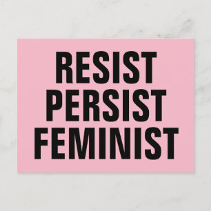 Resist Persist Feminist Resistance Pink Postcard