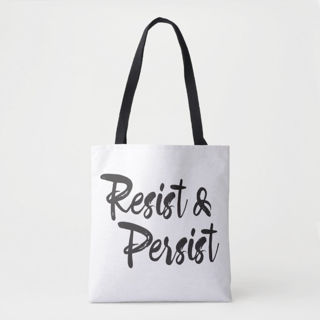 Resist Persist Modern Handlettered Script Tote Bag (Front)