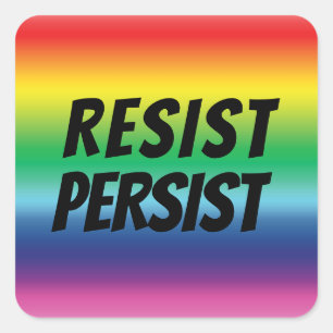 resist persist - pride lgbtq lgbt rainbow colours square sticker