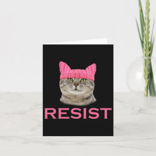 Resist Persist Protest March Cat Hat Card