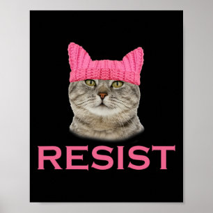 Resist Persist Protest March Cat Hat  Poster