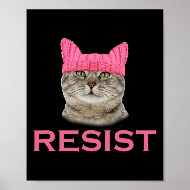 Resist Persist Protest March Cat Hat  Poster (Front)
