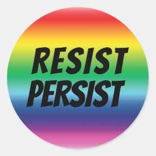 Resist persist rainbow colours pride lgbtq lgbt classic round sticker