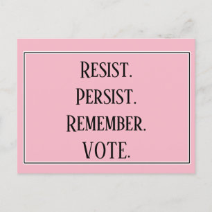 Resist Persist Remember Vote Resistance Postcard