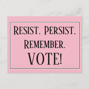 Resist Persist Remember Vote! Resistance Postcard