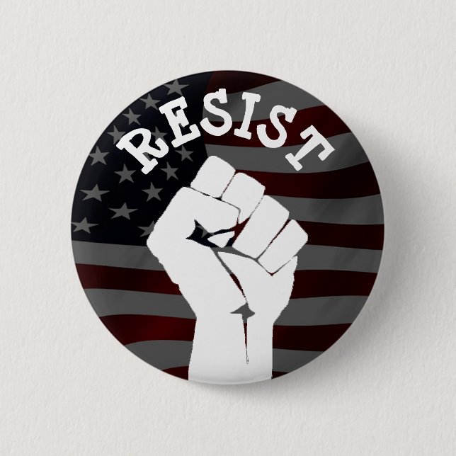 #Resist Protester Fist Anti-Trump Political Button (Front)