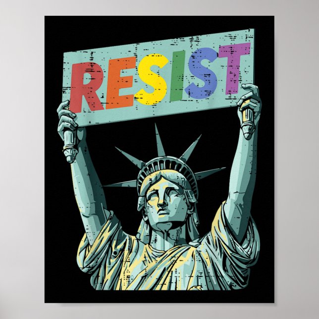 Resist Rainbow Statue Liberty Protest Lgbt Gay Men Poster (Front)