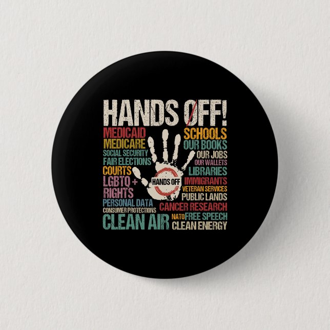Resist Resistance Statue Of Liberty Hands Off Prot 2 Inch Round Button (Front)