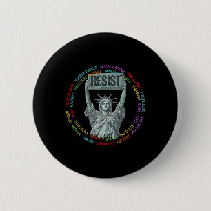 Resist Resistance Usa Statue Of Liberty Hands Off 2 Inch Round Button