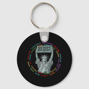 Resist Resistance Usa Statue Of Liberty Hands Off Keychain