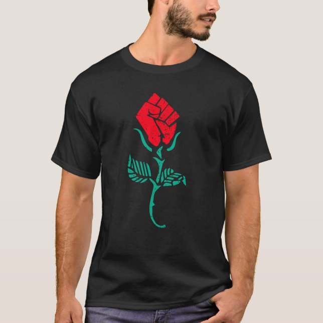 Resist Rose Persist March for Women Rights Politic T-Shirt (Front)