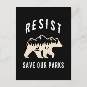 Resist Save Our Parks Alt US National Parks Bear  Holiday Postcard