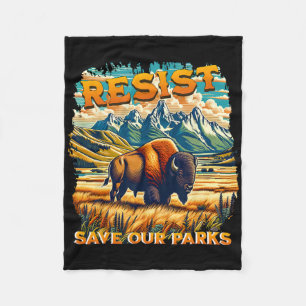 Resist Save Our Parks Alt Us National Parks Bison Fleece Blanket