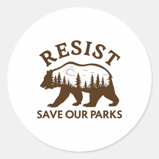 Resist Save Our Parks Bear Sticker  (Front)