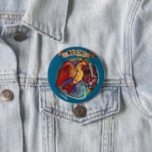 Resist State Bird Cardinal (Female coloration) 3 Inch Round Button