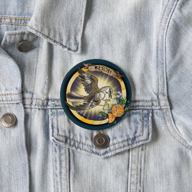 Resist State Bird Florida Mockingbird 3 Inch Round Button (In Situ)
