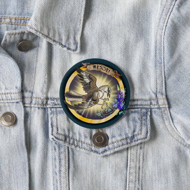 Resist State Bird Texas Mockingbird 3 Inch Round Button (In Situ)
