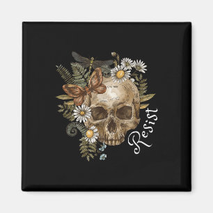 Resist Subtle Anti Trump Skull Floral Botanical Magnet