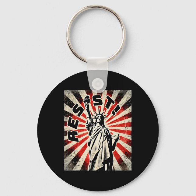 Resist Tee Statue Of Liberty Resist Activism Freed Keychain (Front)