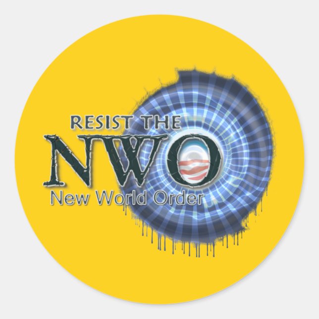 Resist the NWO Classic Round Sticker (Front)