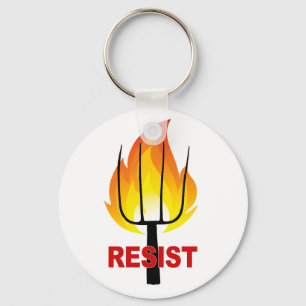 Resist Torch and Pitchfork Keychain