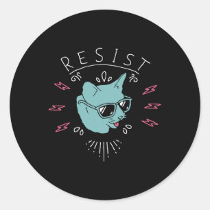 Resist Trump Cat Anti Trump Protest Anti Political Classic Round Sticker