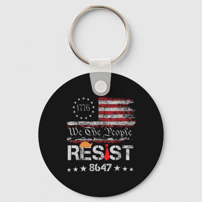 Resist Trump Protest Anti Political Us Flag We The Keychain (Front)