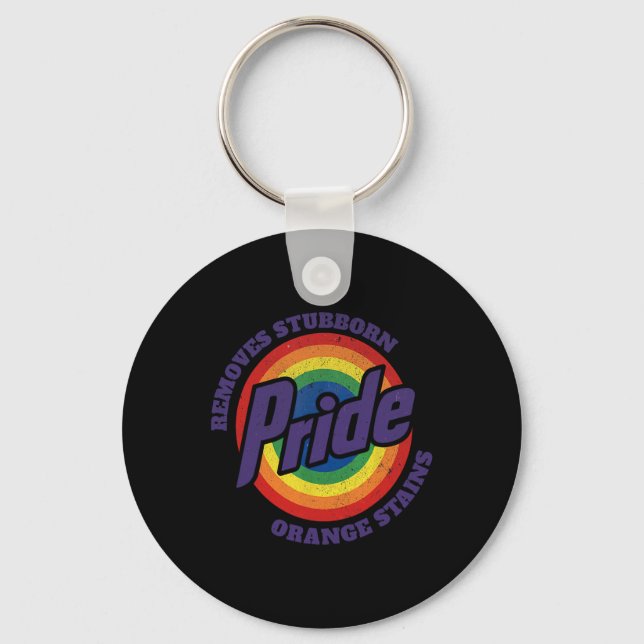 Resist Trump Remove Stubborn Orange Stains Pride M Keychain (Front)